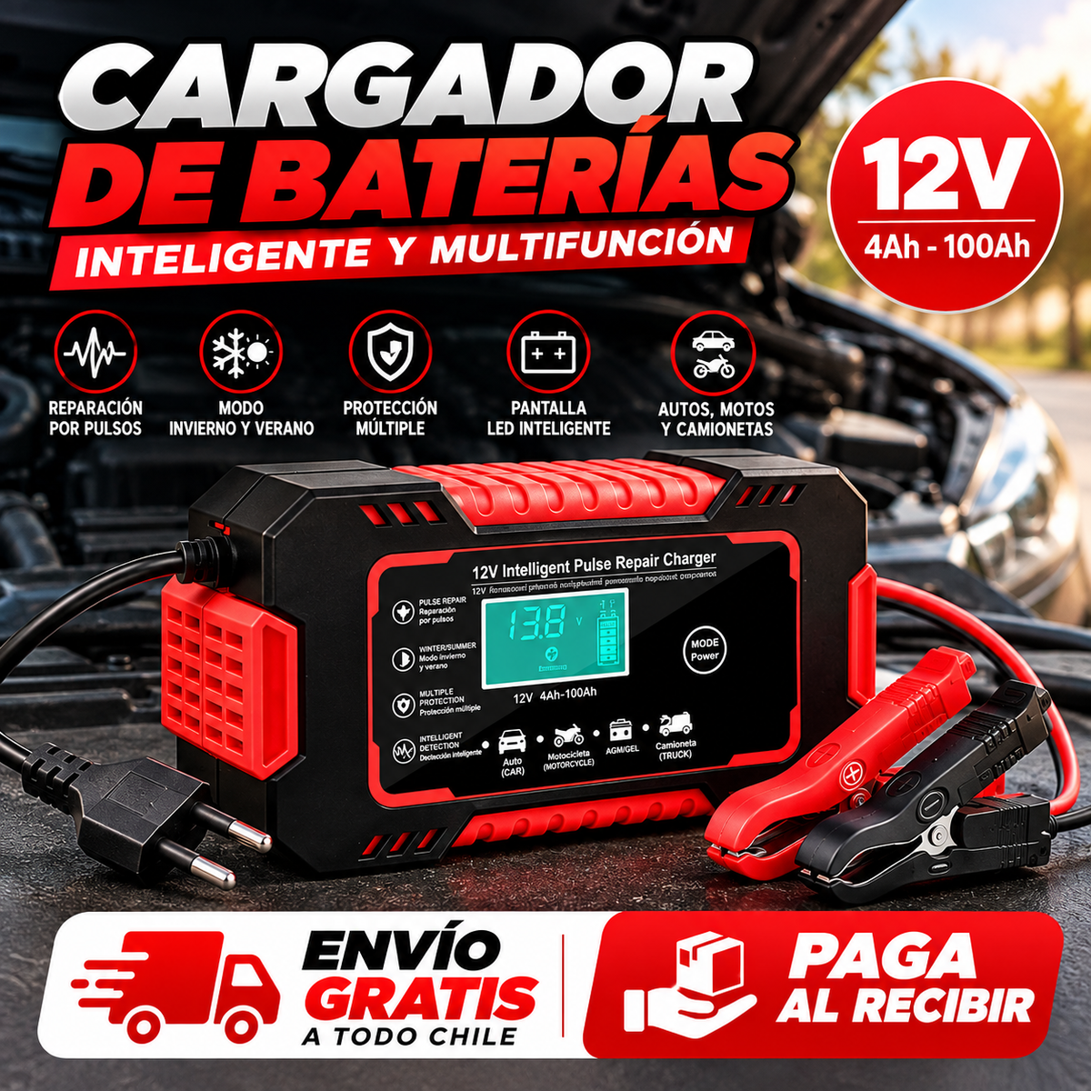 🔋 Cargador Inteligente de Batería 12V / 24V