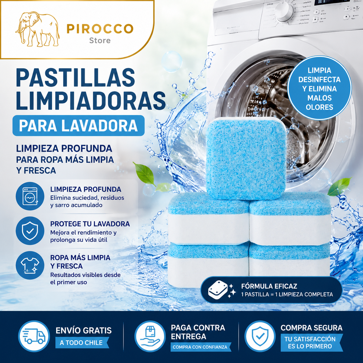 Caja pastillas limpiadoras para lavadora