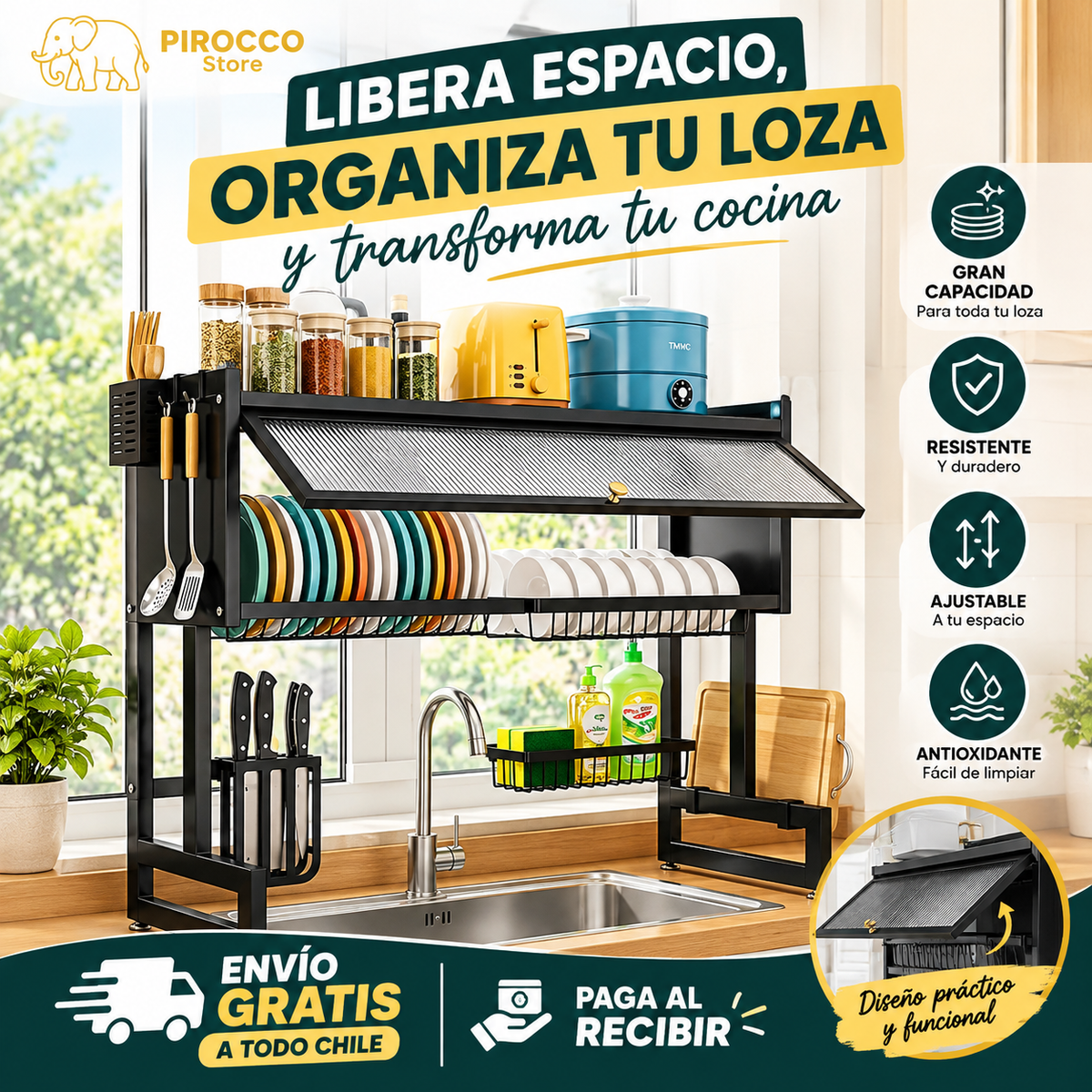 85cm - Libera espacio, organiza tu loza y transforma tu cocina