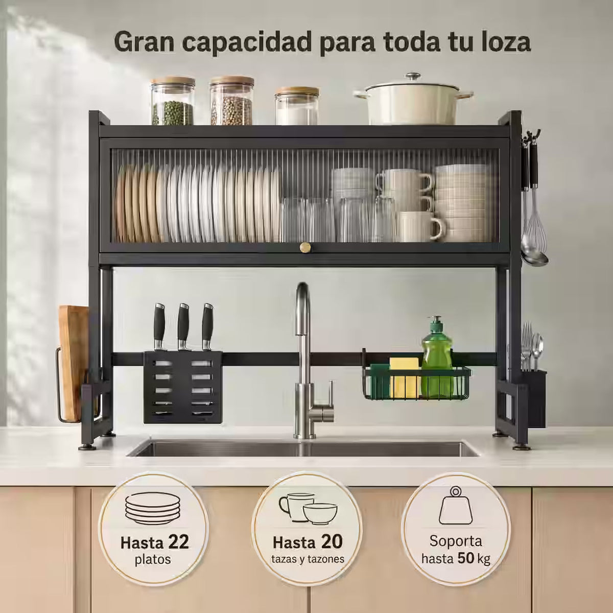 85cm - Libera espacio, organiza tu loza y transforma tu cocina