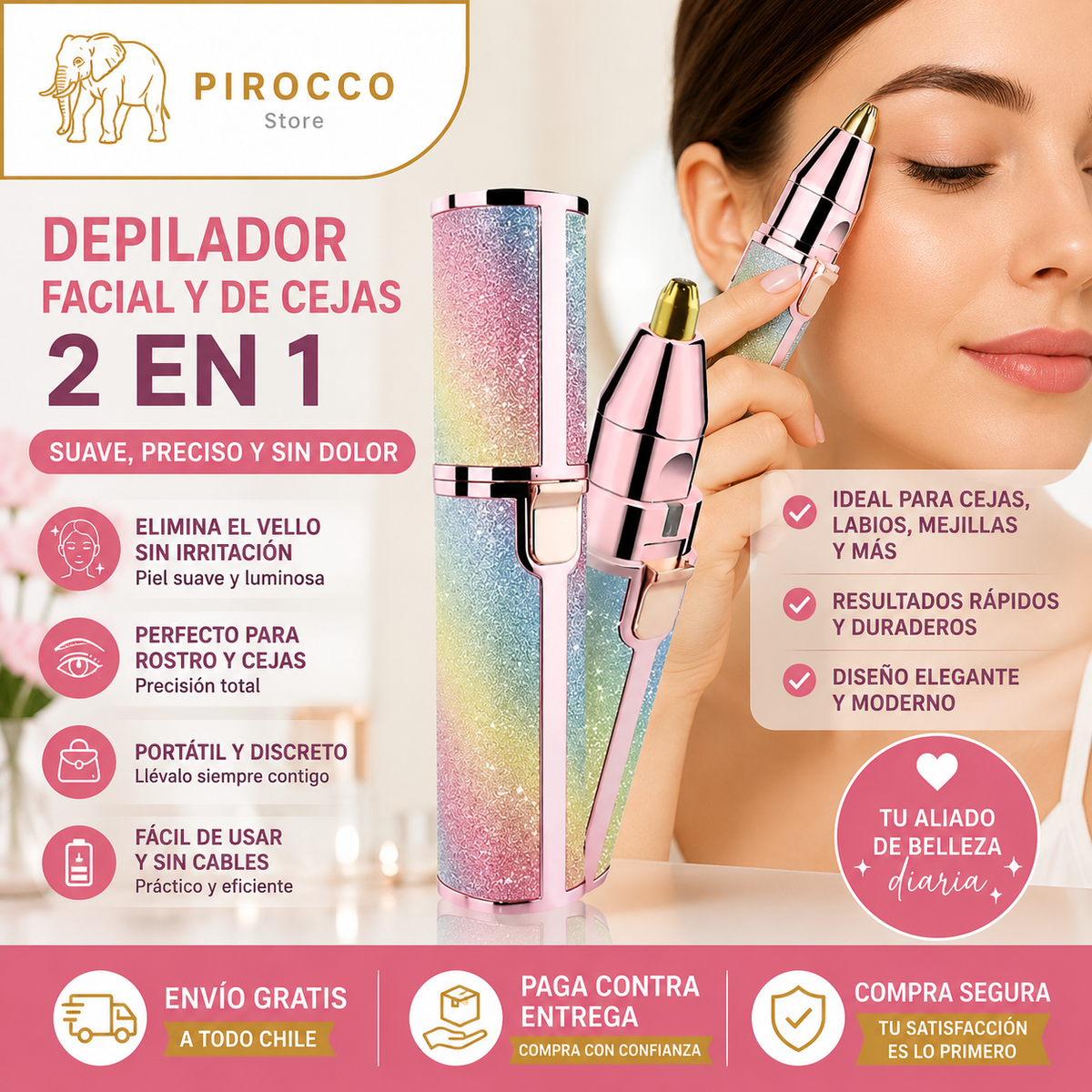 Depiladora Facial y de Cejas 2 en 1