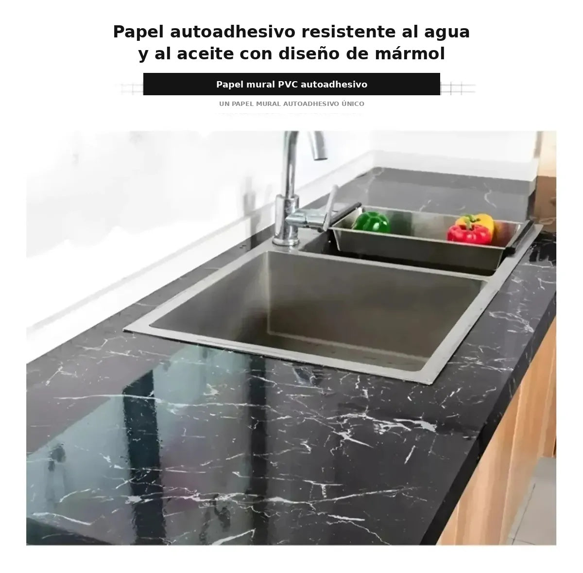 Papel Vinílico Mármol Negro 3M x 300CM