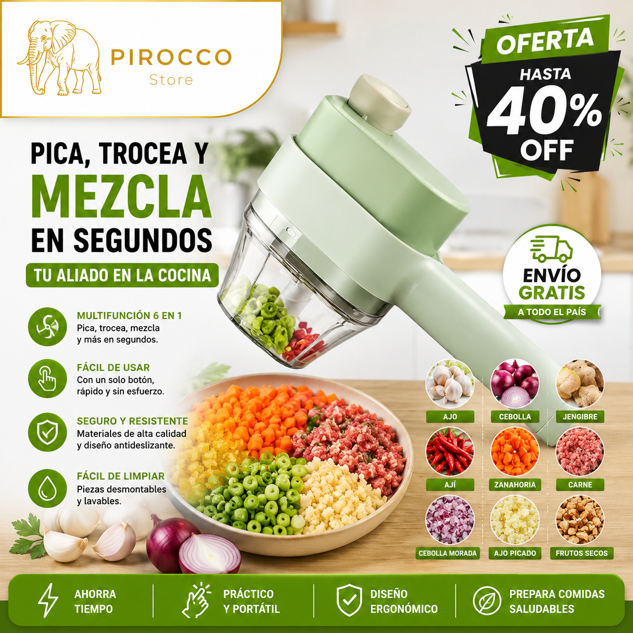 Picadora de verduras de mano