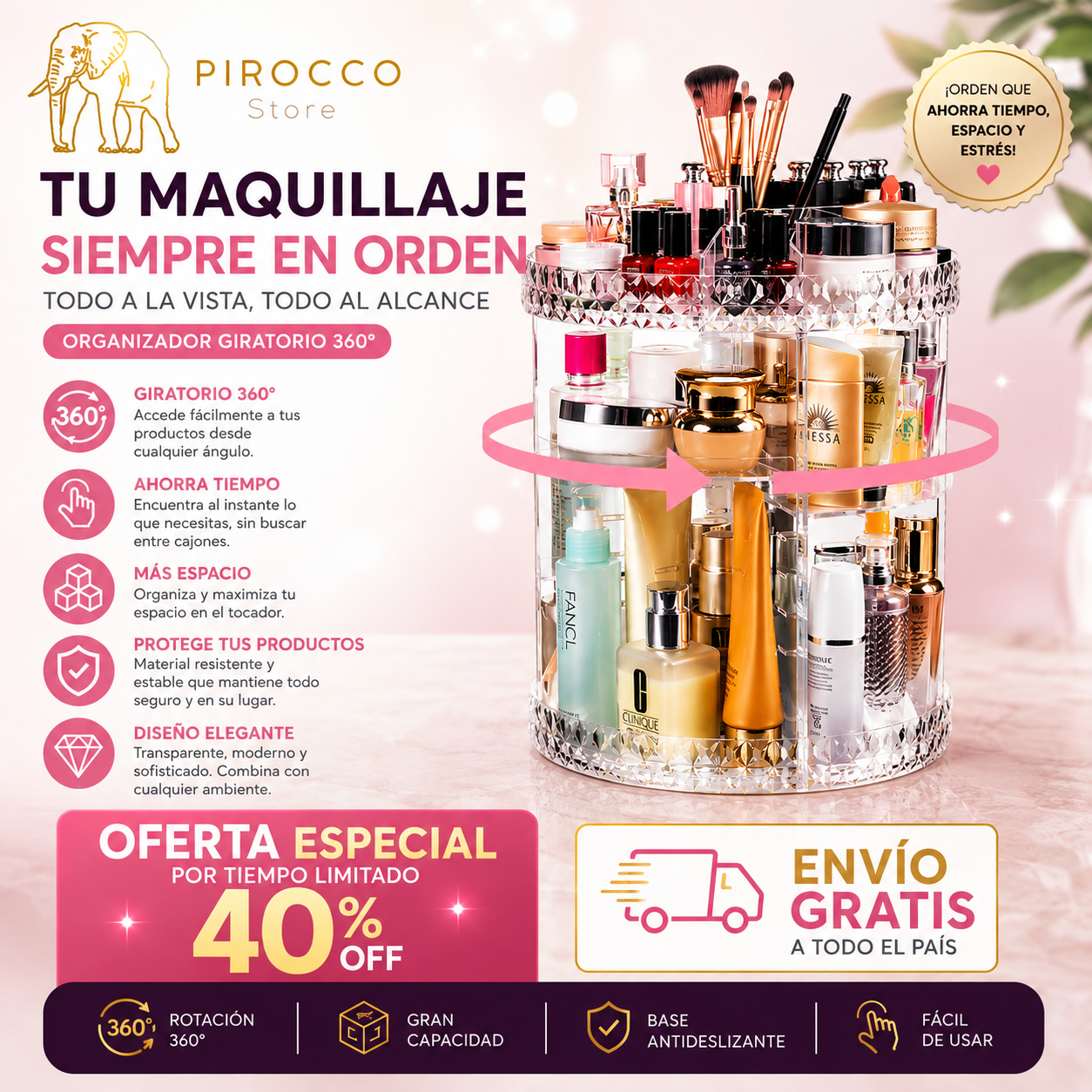 Organizador Maquillaje Giratorio 360
