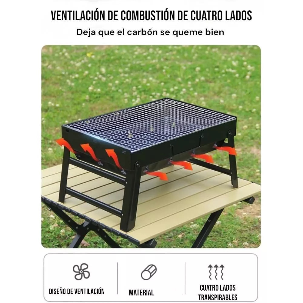 Parrilla de carbón portátil y plegable para Asados