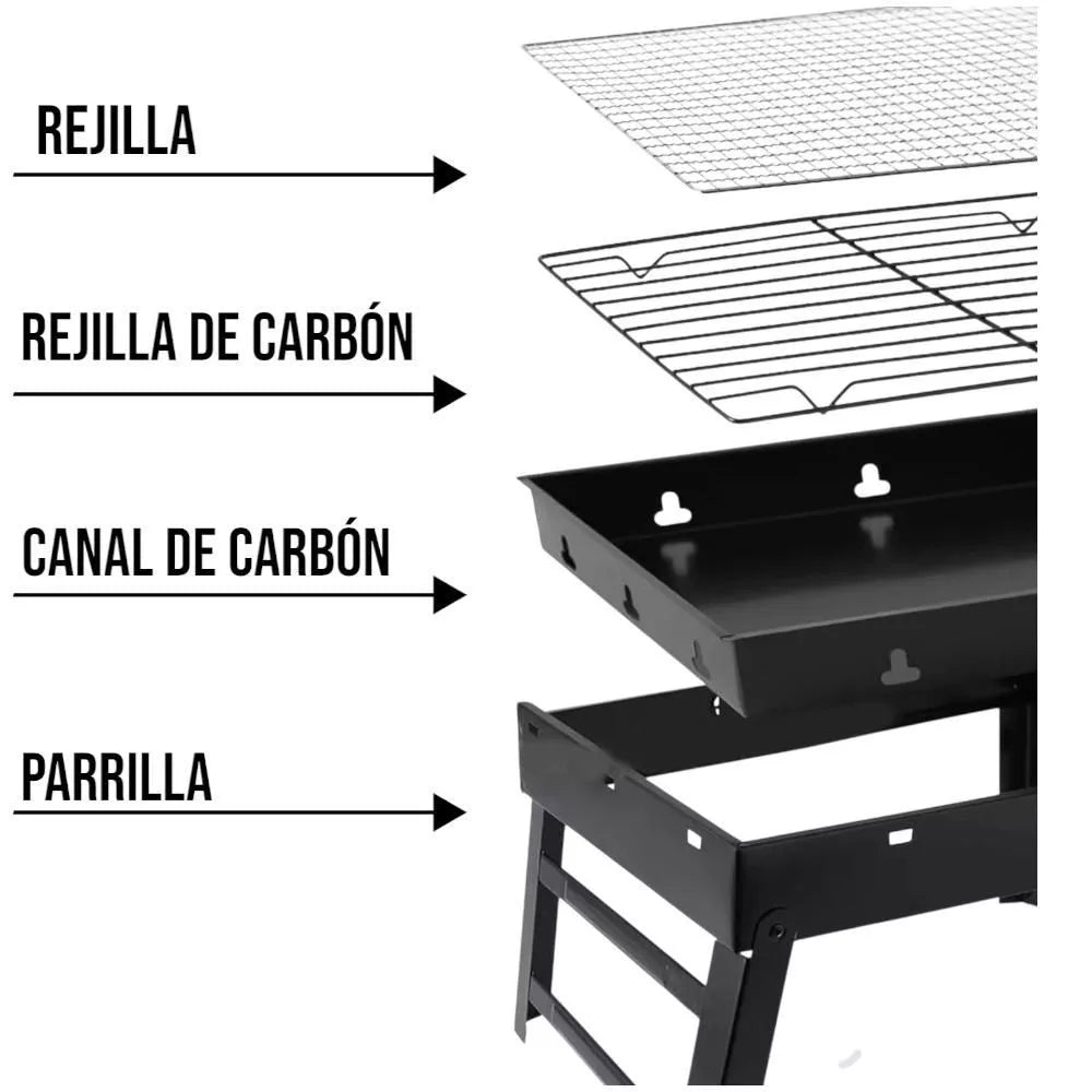 Parrilla de carbón portátil y plegable para Asados