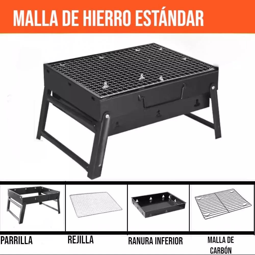 Parrilla de carbón portátil y plegable para Asados