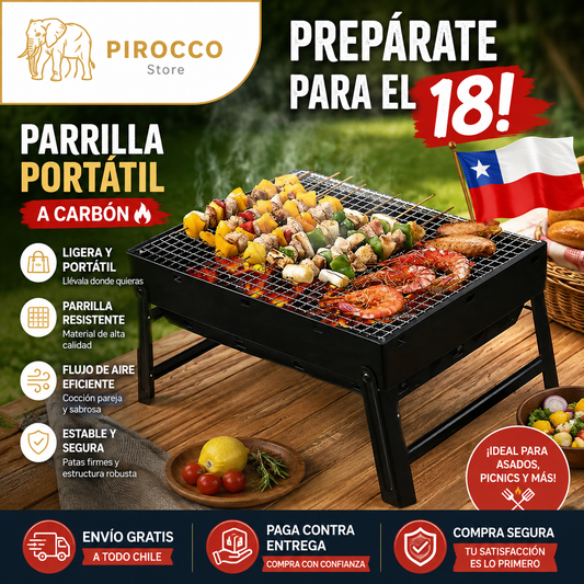 Parrilla de carbón portátil y plegable para Asados